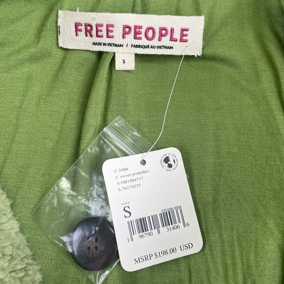 Free People Joplin Jacket Wmns S Pistachio Faux Shearling Sherpa Teddy Luxe Coat - Picture 7 of 8